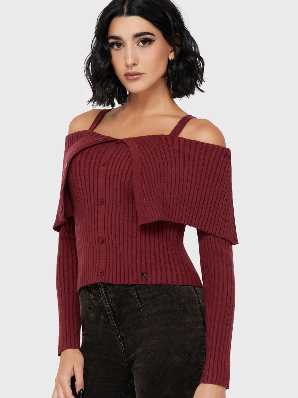KILLSTAR DUSK EMPRESS KNIT TOP - RED